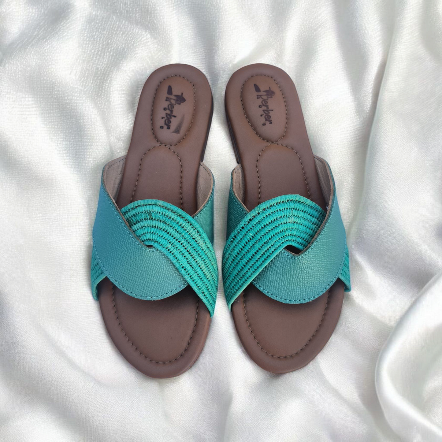Moroccan Style Raffia Sandals with Natural Finish
