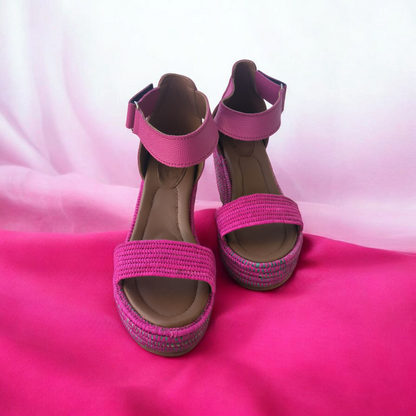 pink Rose raffia sandals Handwoven Moroccan Raffia Slippers | Elegant Indoor-Outdoor Wear