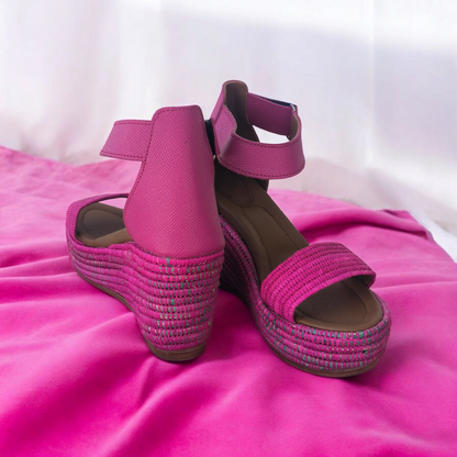 pink Rose raffia sandals Handwoven Moroccan Raffia Slippers | Elegant Indoor-Outdoor Wear