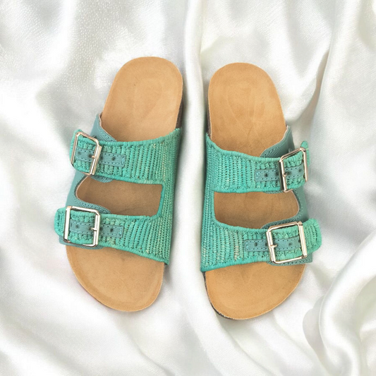 green flower shadow raffia sandals – Boho Moroccan Raffia Sandals | Lightweight Travel-Friendly Footwear