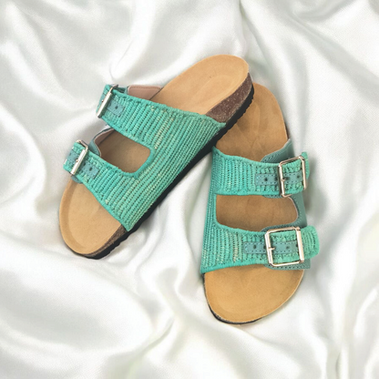 green flower shadow raffia sandals – Boho Moroccan Raffia Sandals | Lightweight Travel-Friendly Footwear