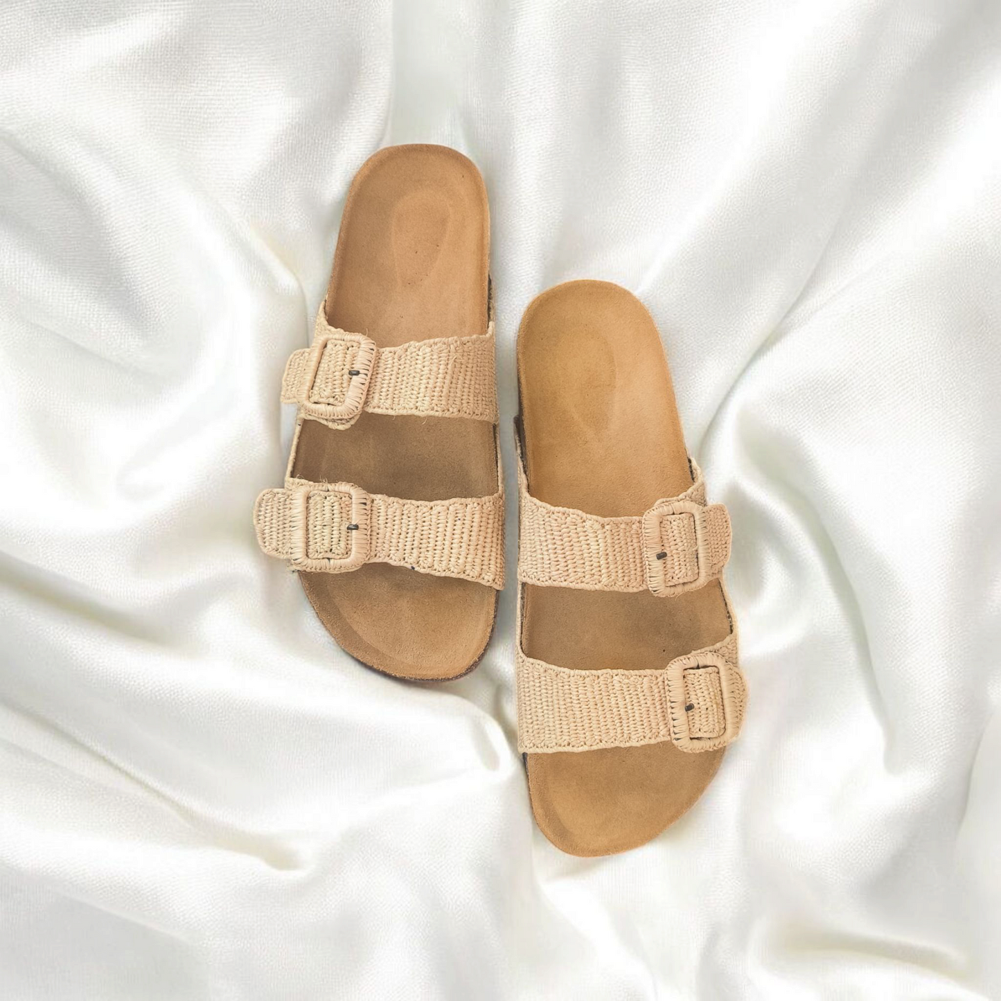 Simple power raffia sandals - Handwoven Moroccan Raffia Slippers | Elegant Indoor-Outdoor Wear