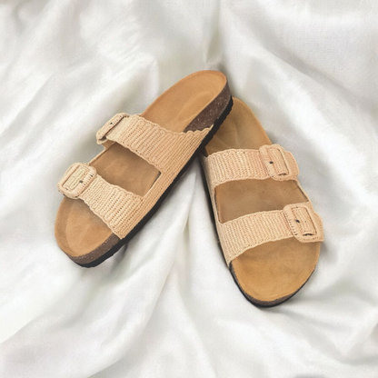 Simple power raffia sandals - Handwoven Moroccan Raffia Slippers | Elegant Indoor-Outdoor Wear