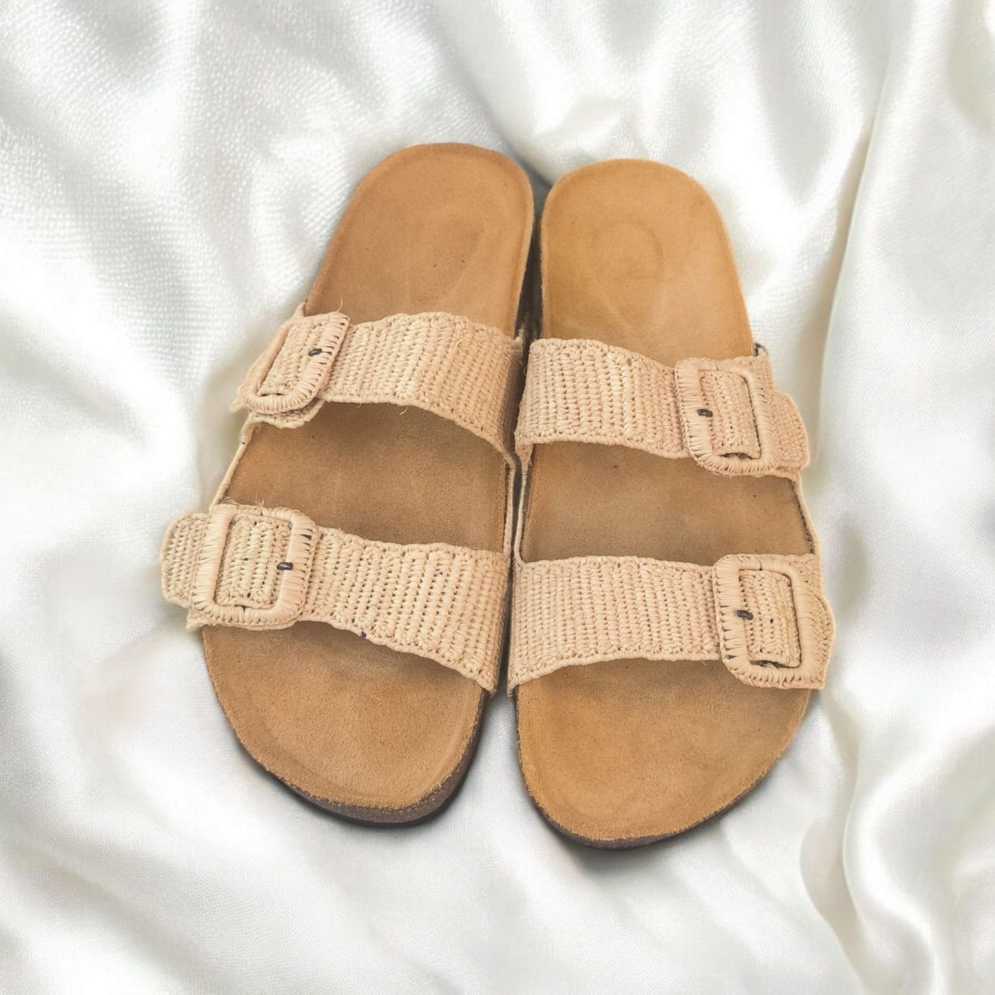 Simple power raffia sandals - Handwoven Moroccan Raffia Slippers | Elegant Indoor-Outdoor Wear