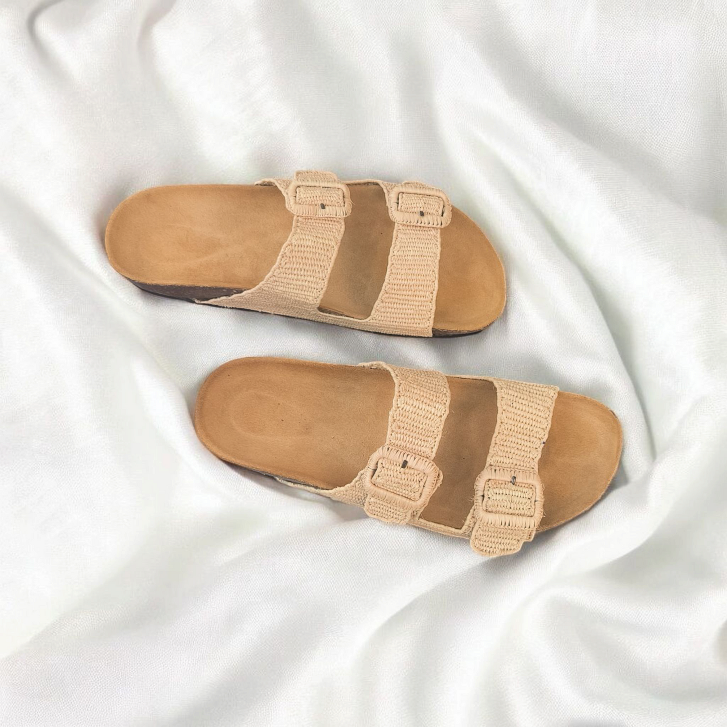 Simple power raffia sandals - Handwoven Moroccan Raffia Slippers | Elegant Indoor-Outdoor Wear