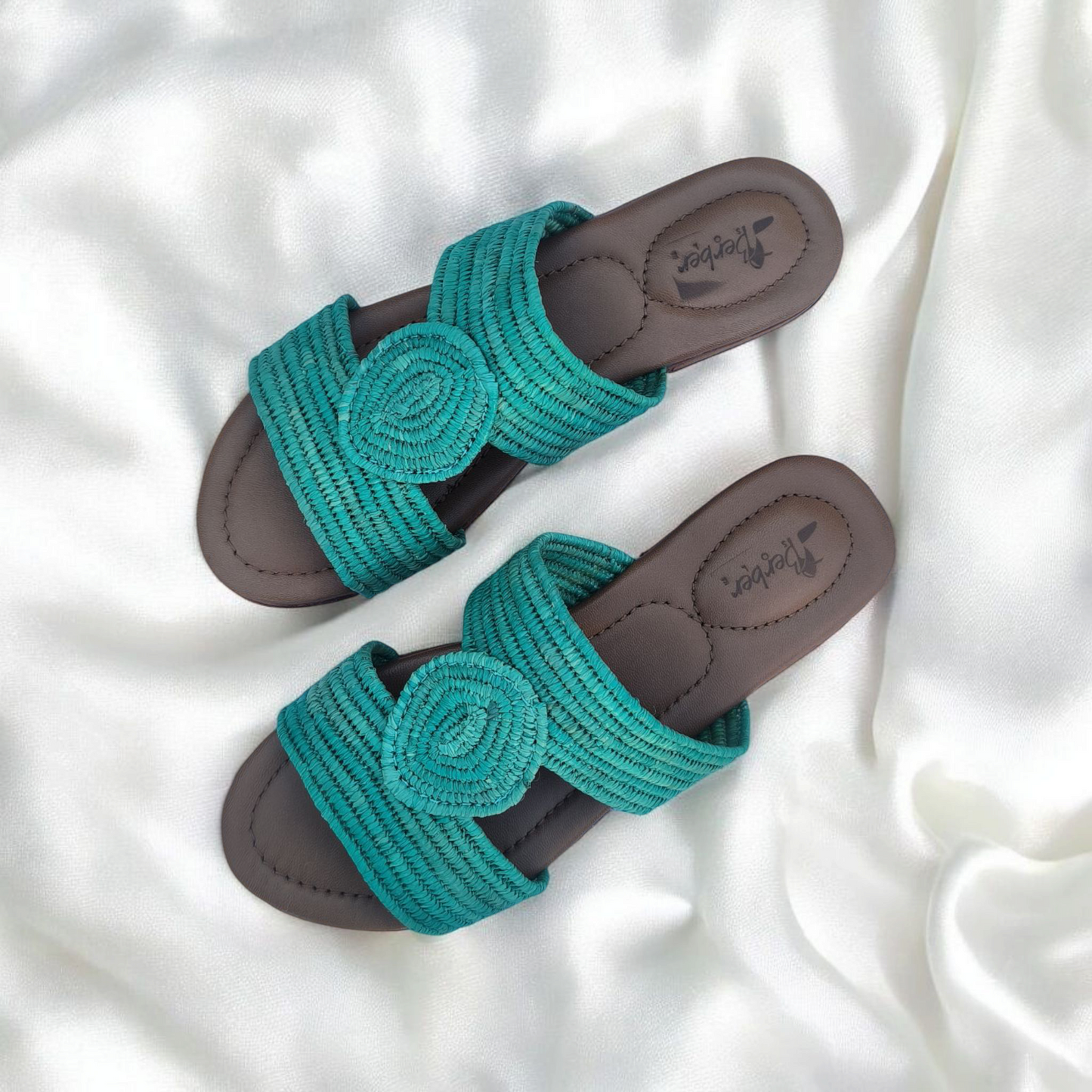 Artisan Crafted Raffia Sandals with Leather Footbed