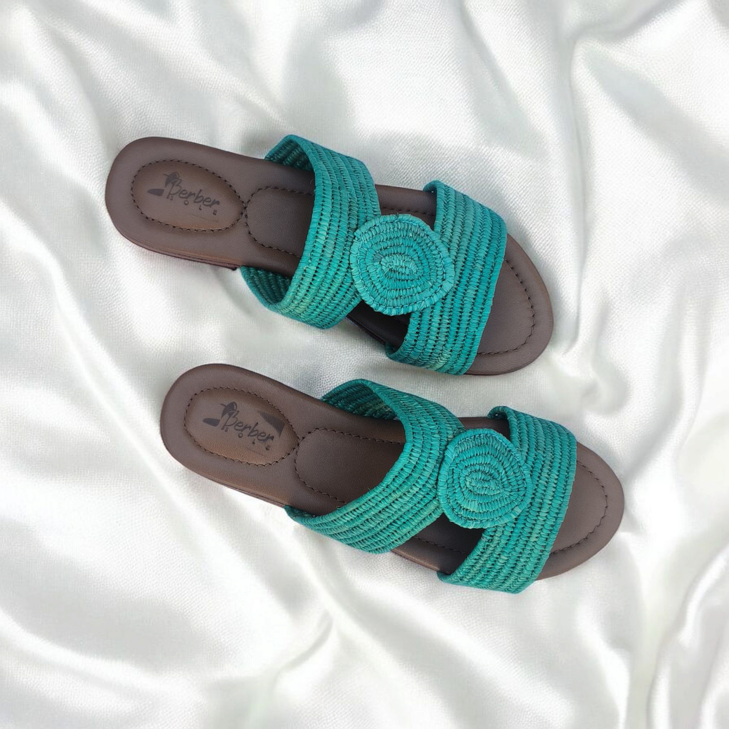 Artisan Crafted Raffia Sandals with Leather Footbed