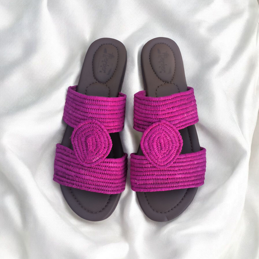 Flat Raffia Sandals with Minimal Woven Design
