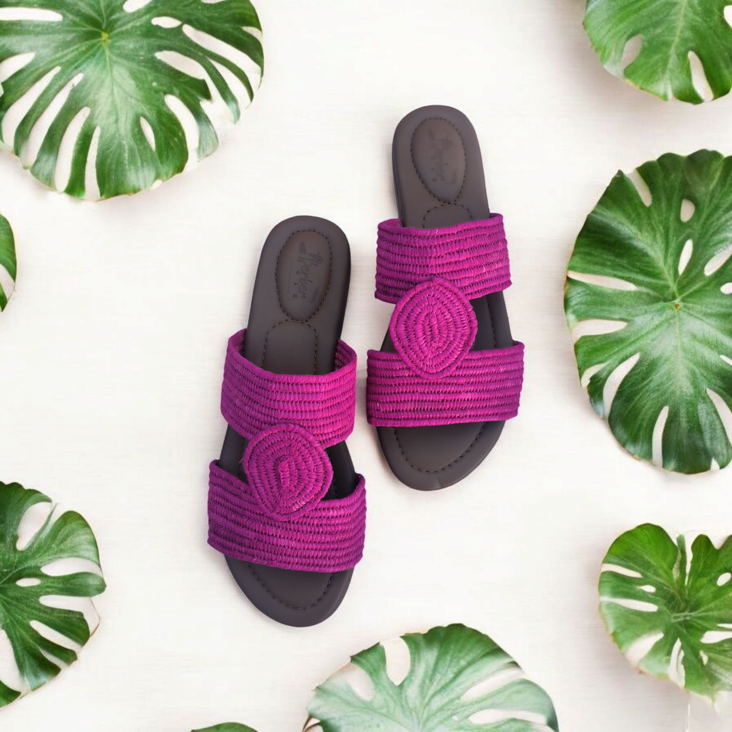 Flat Raffia Sandals with Minimal Woven Design