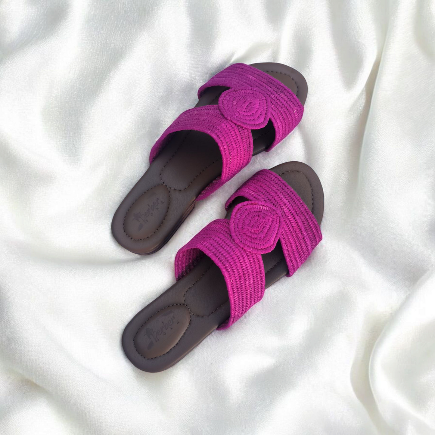Flat Raffia Sandals with Minimal Woven Design