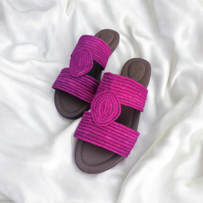 Flat Raffia Sandals with Minimal Woven Design