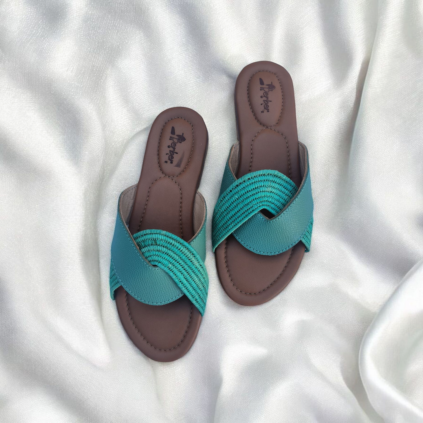 Moroccan Style Raffia Sandals with Natural Finish