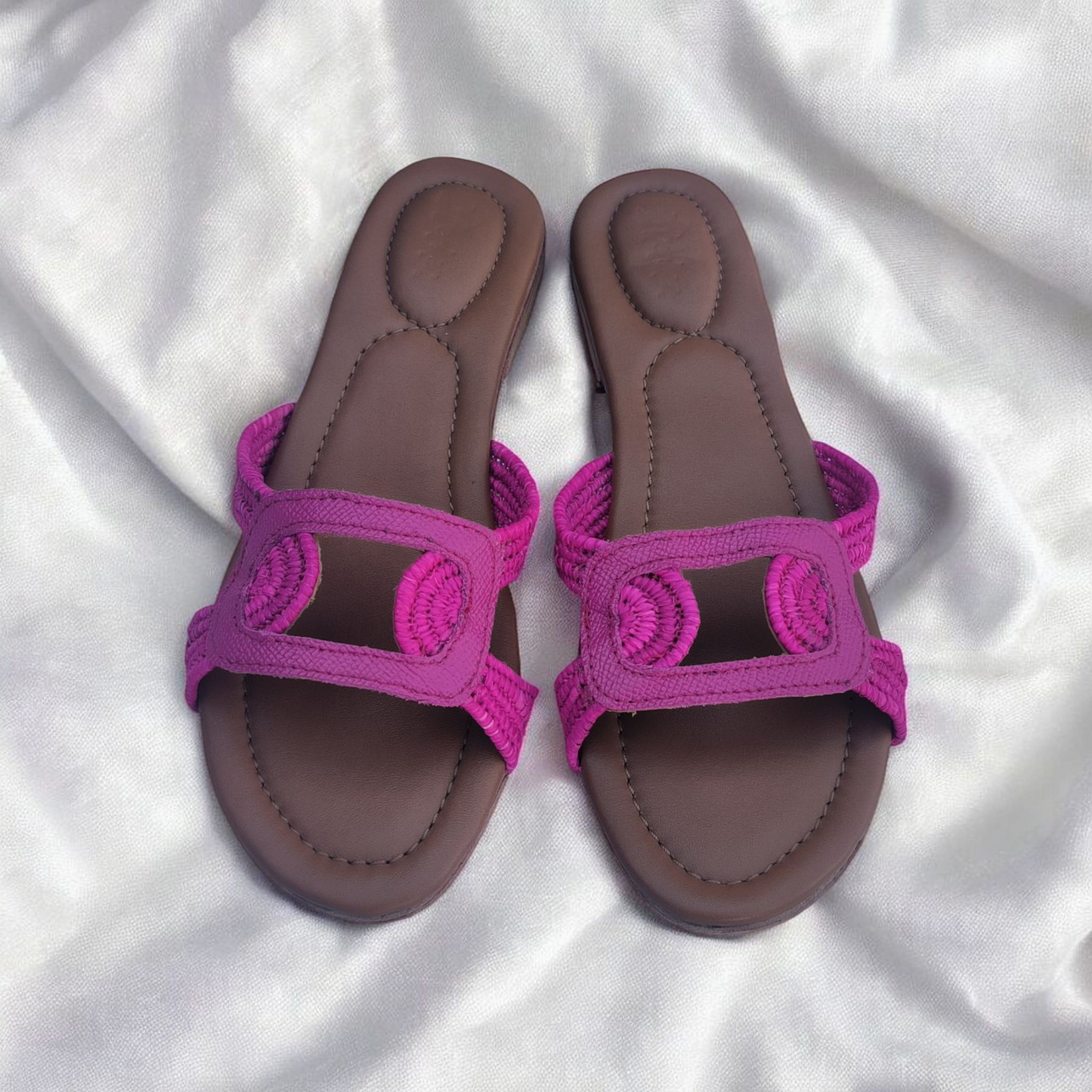Moroccan Style Raffia Sandals with Natural Finish