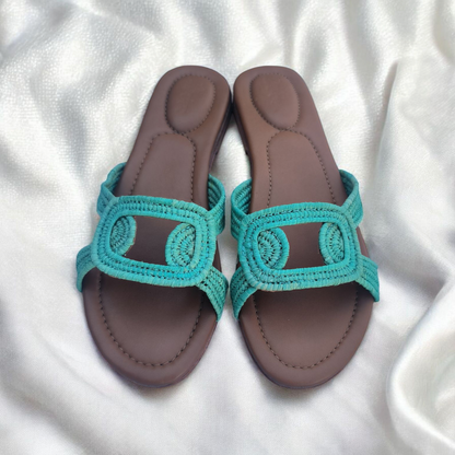 Woven Raffia Comfort Sandals – Flat Sole Slides