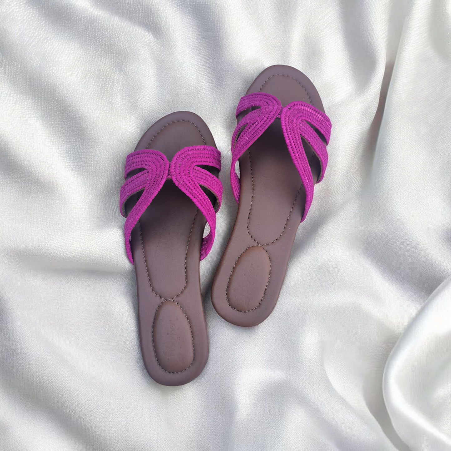 Handmade Moroccan Raffia Slide Sandals for Women