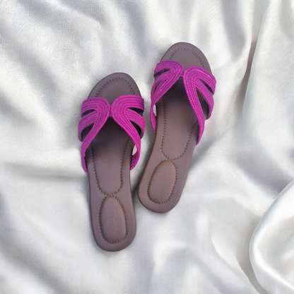 Handmade Moroccan Raffia Slide Sandals for Women