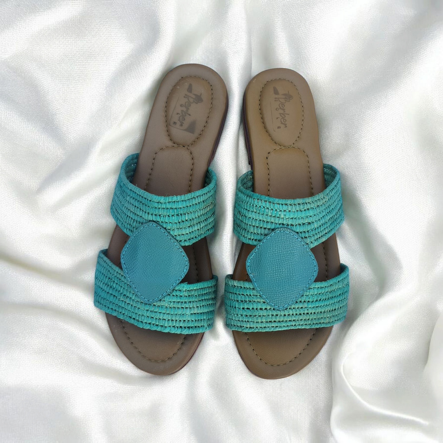 Woven Raffia Slip On Sandals