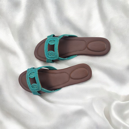 Woven Raffia Comfort Sandals – Flat Sole Slides