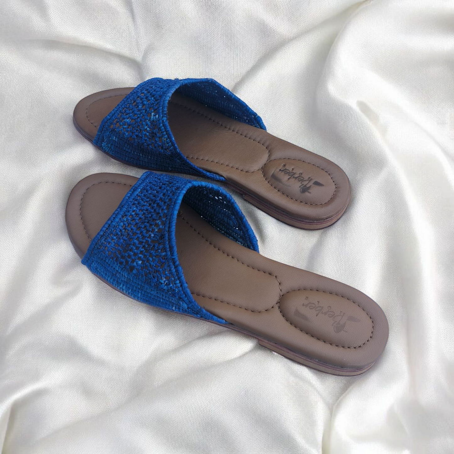 Boho raffia sandals – Handwoven Moroccan Raffia Slippers
