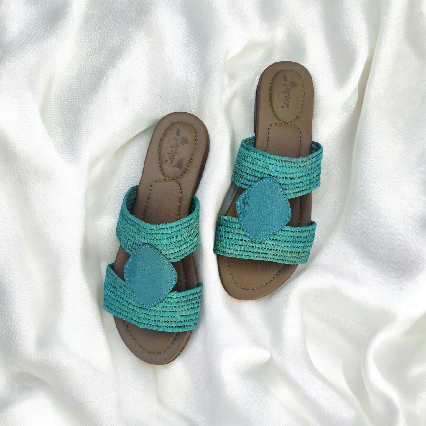 Woven Raffia Slip On Sandals