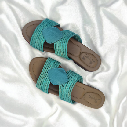 Woven Raffia Slip On Sandals