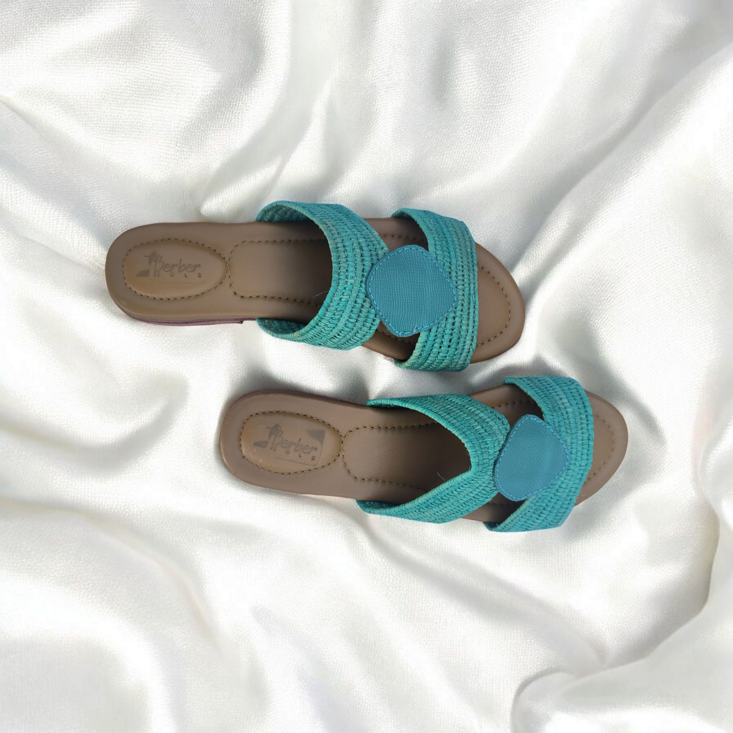 Woven Raffia Slip On Sandals
