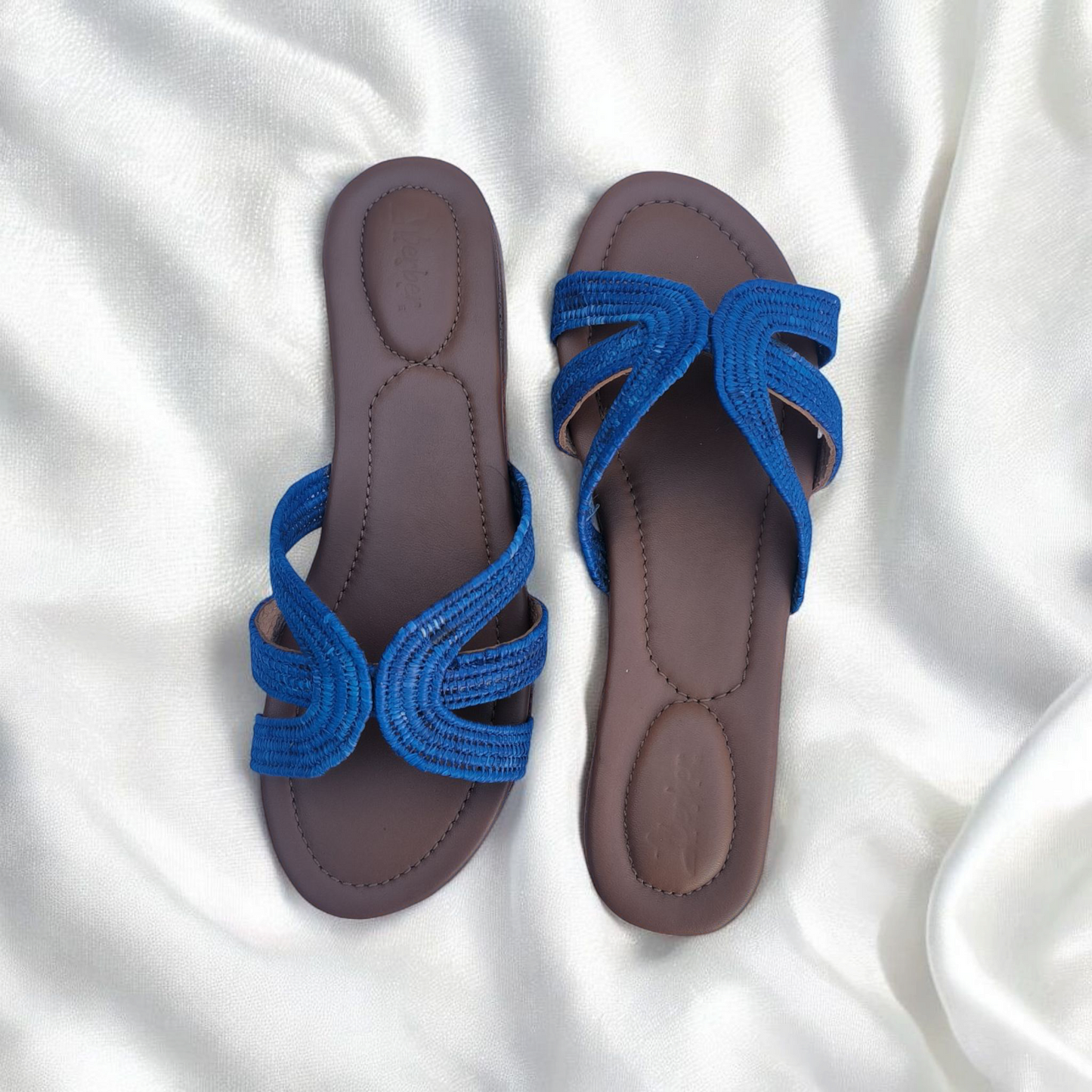 Comfortable Flat Slides - Raffia Sandals with Soft Footbed