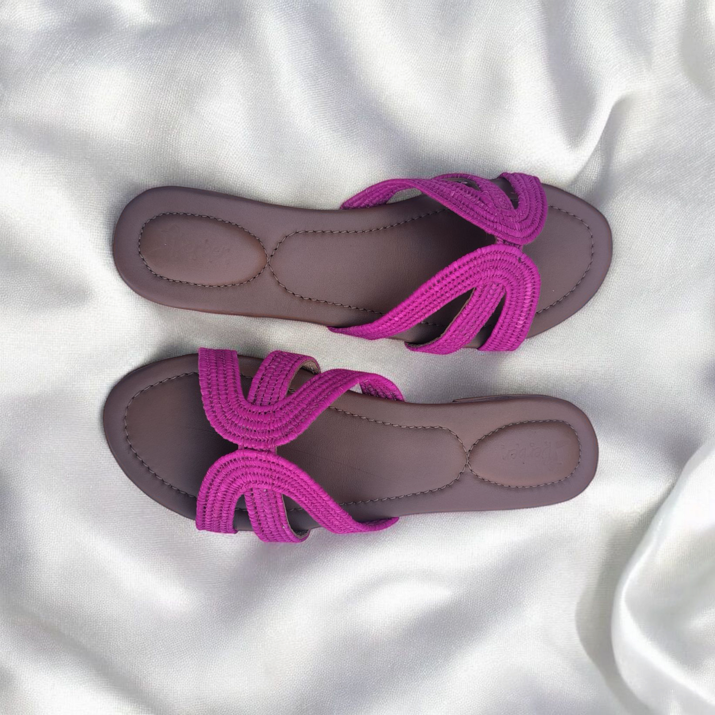 Handmade Moroccan Raffia Slide Sandals for Women